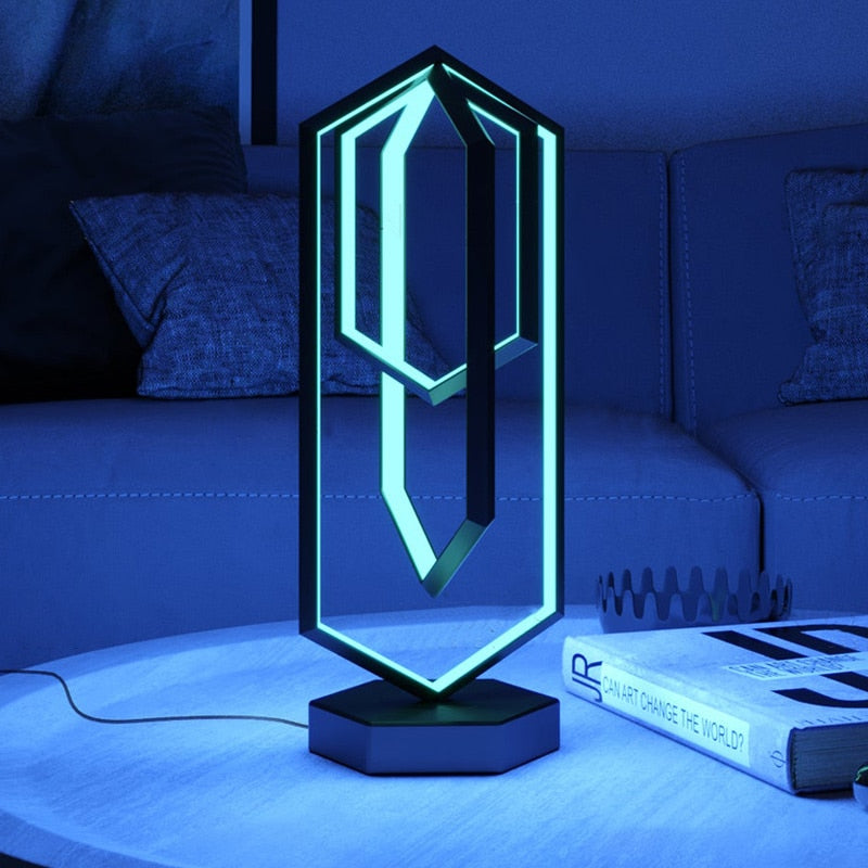RGB Polygon Remote Control Desk Lamp APP Music Rhythm Atmosphere Lights LED Living Room Bedroom Bedside Table Desktop Decoration