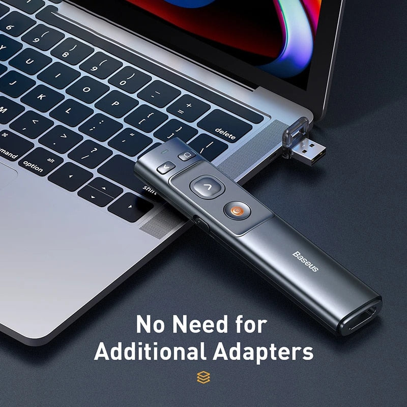 Baseus 2.4GHz Wireless Presenter Remote Controller Red Light Pen USB Control Pen For Mac Win 10 8 7 XP Projector PowerPoint PPT