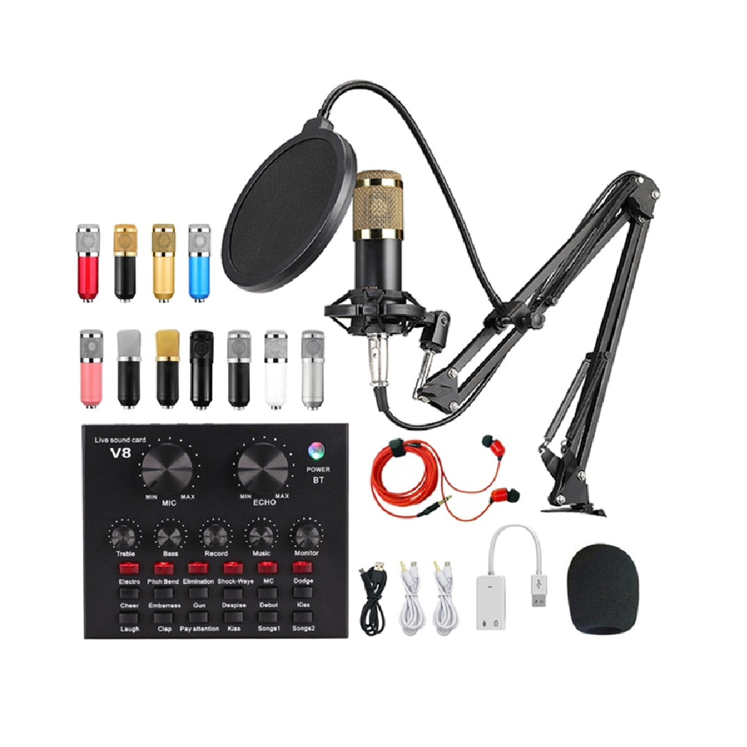 BM800 Professional Microphone Condenser Mic V8 V9 V10 Sound Card PC Computer Audio USB Recording Studio Game Live Broadcast KTV