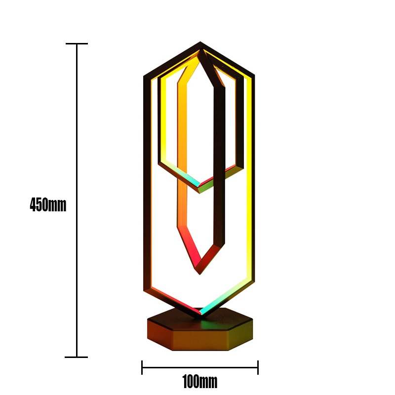 RGB Polygon Remote Control Desk Lamp APP Music Rhythm Atmosphere Lights LED Living Room Bedroom Bedside Table Desktop Decoration