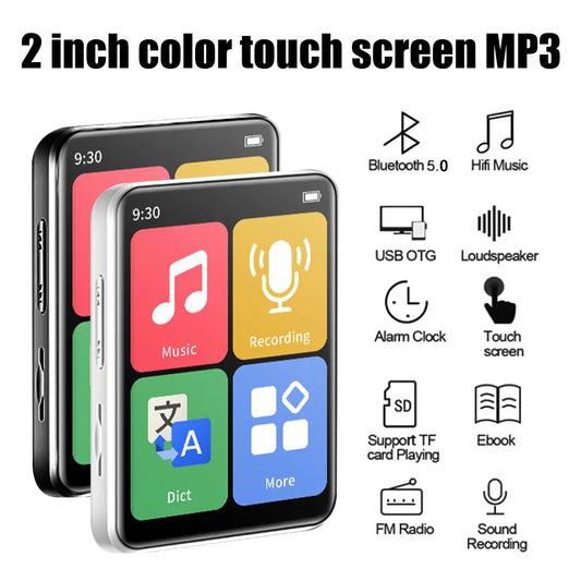 Mini Portable MP3 Player Walkman Touch Screen Bluetooth Small Music Player for Student Learning
