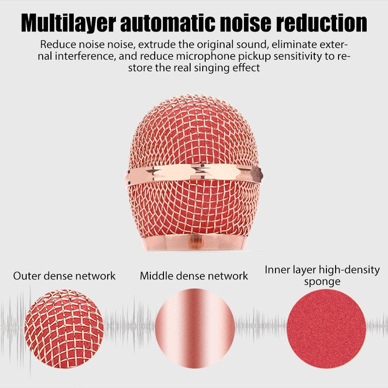 WS858 Microphone for Kids Singing 5 in 1 Wireless Bluetooth Microphone with LED Lights Machine Portable Mic Speaker New Gifts