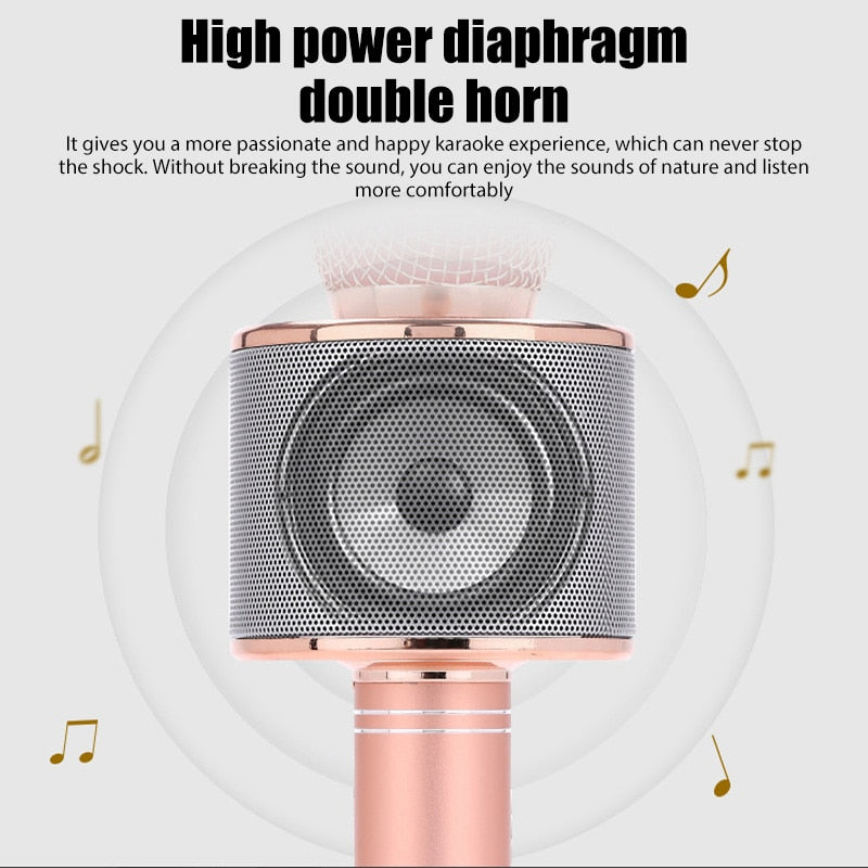 WS858 Microphone for Kids Singing 5 in 1 Wireless Bluetooth Microphone with LED Lights Machine Portable Mic Speaker New Gifts