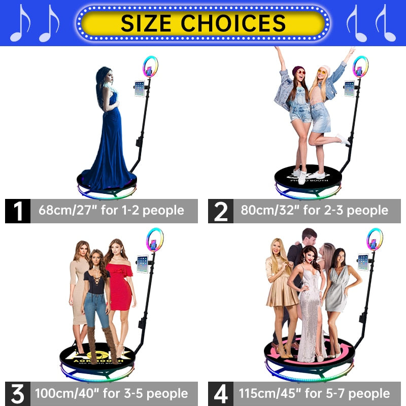 Automatic 360 Photo Booth Degree Spinner Video Booth Photomaton 360 Photobooth Rotating Selfie Machine for Wedding Party Event