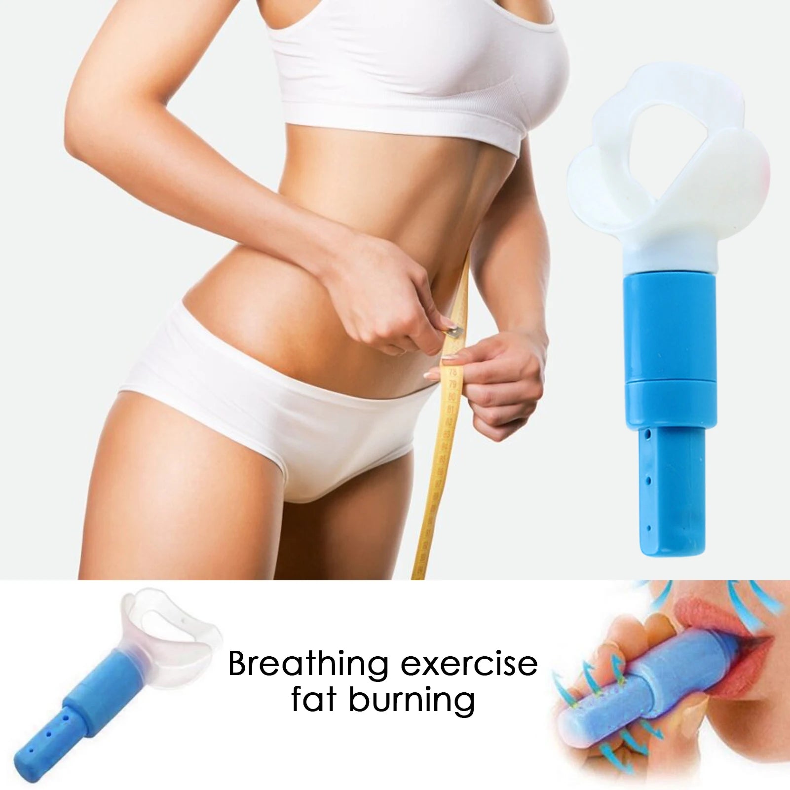 Portable Abdominal Breathing Exerciser Slim Waist Face Lose Weight Increase Lung Capacity Trainer Face Lift Respiration Device