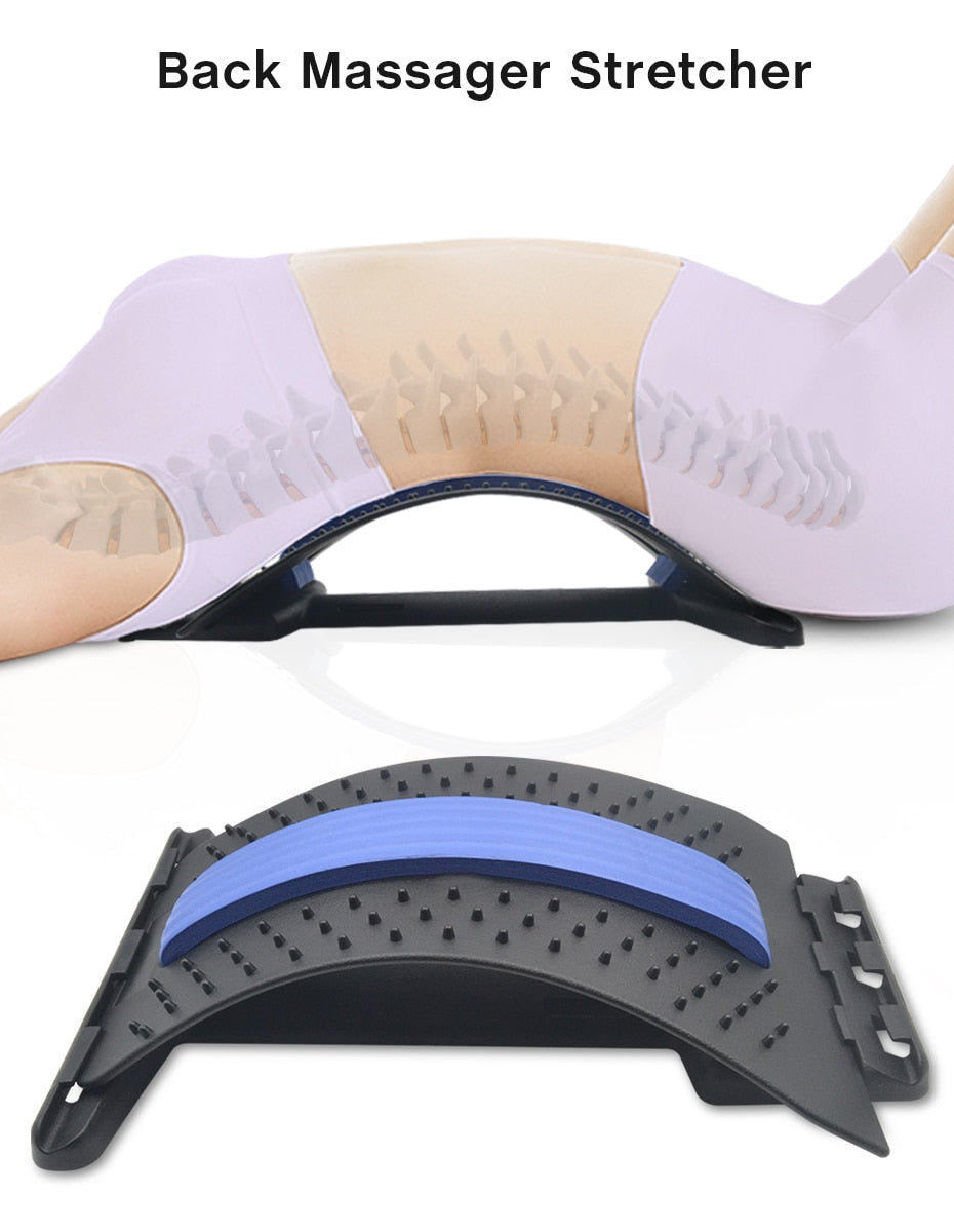 Back Massager Stretcher Support Spine Deck Pain Relief Chiropractic Lumbar Relief Back Stretcher Fitness Massage Equipment
