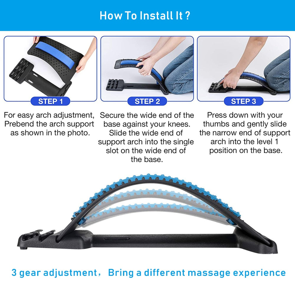 Back Massager Stretcher Support Spine Deck Pain Relief Chiropractic Lumbar Relief Back Stretcher Fitness Massage Equipment