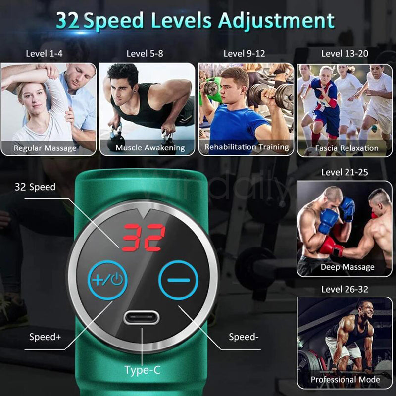 Mini LCD Massage Gun 32 Speed