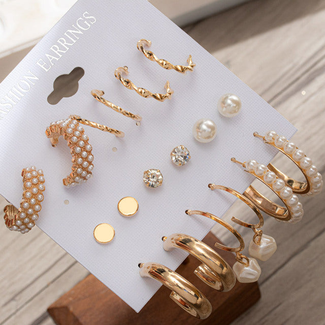 Fashion Geometric Hoop Earrings Set for Women Statement Vintage Punk Gold Metal Circle Hoop Earrings Brincos 2021 Trend Jewelry
