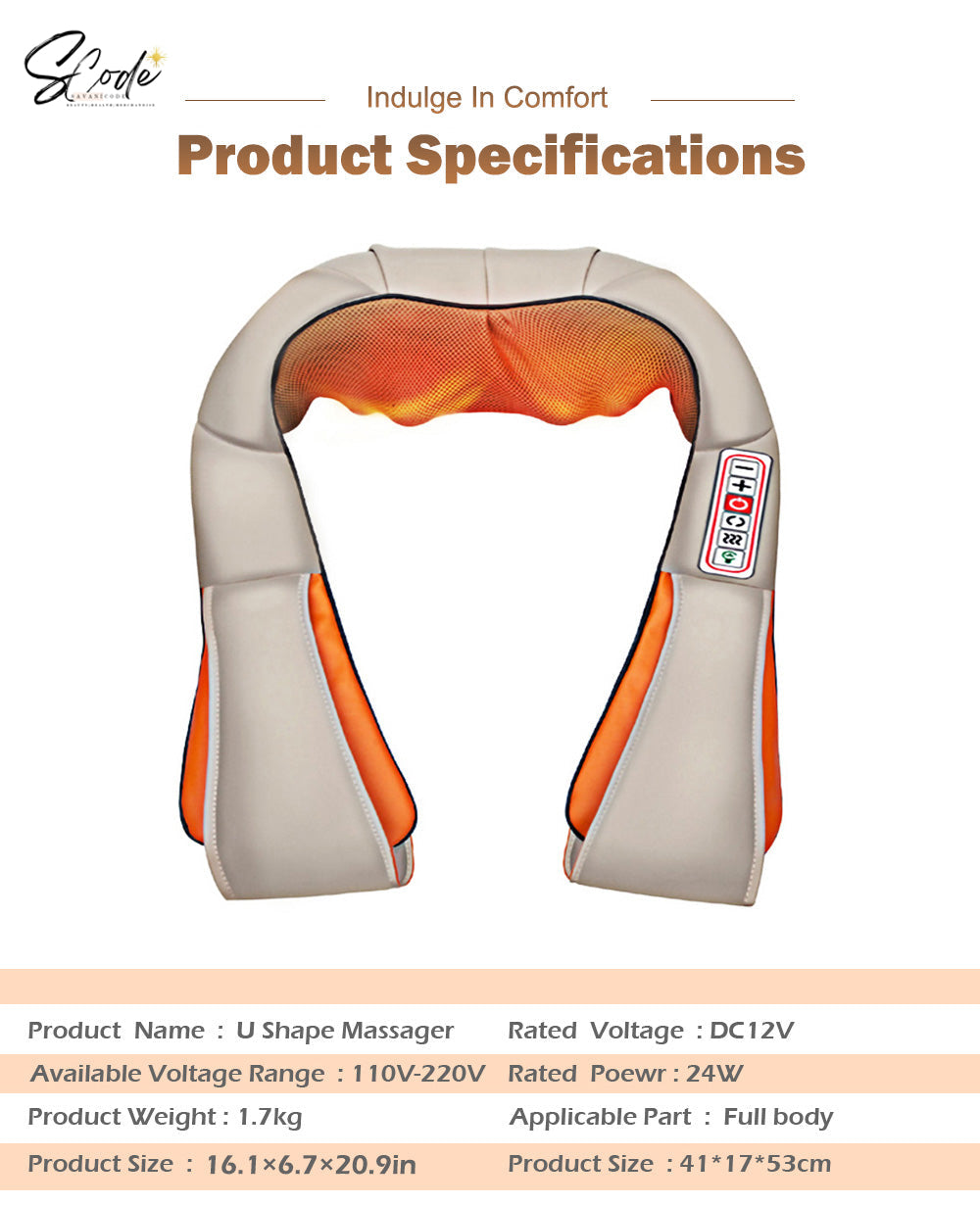 U Shape Electrical Shiatsu Back Neck Shoulder Body Massager