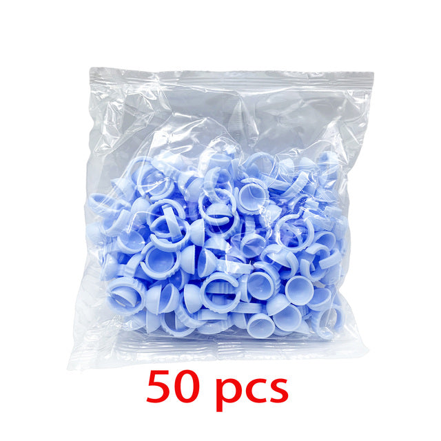 Wholesale 50/100Pcs Disposable Eyelash Glue Fan Cup Rings Holder