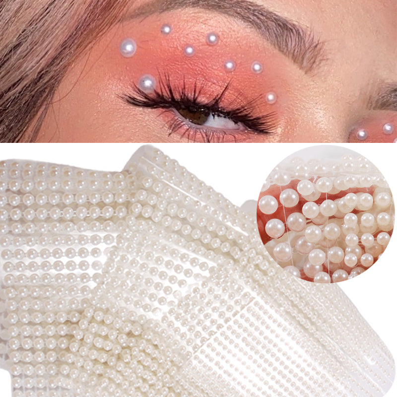 3D Eyes Face Makeup Temporary Tattoo Self Adhesive Beauty White Pearl Jewels Stickers