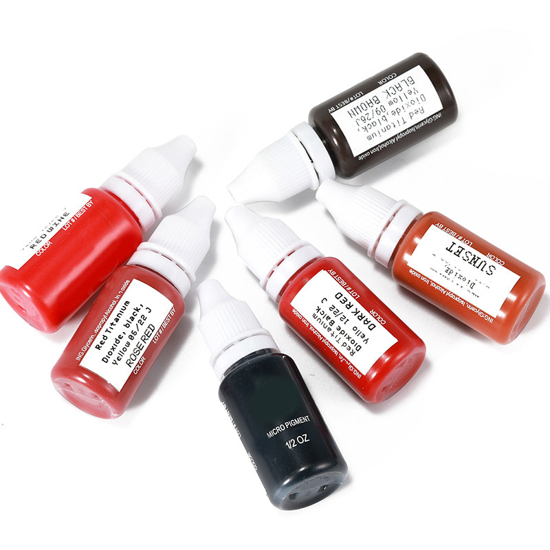 15ml Tattoo Ink Set Permanent Makeup Eyebrow Lips Eye Line Tattoo Color Microblading Pigment for Body Beauty Tattoo Art Supplies