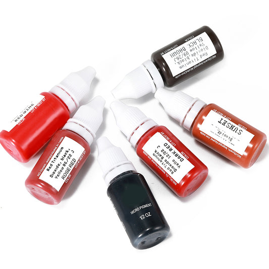 15ml Tattoo Ink Set Permanent Makeup Eyebrow Lips Eye Line Tattoo Color Microblading Pigment for Body Beauty Tattoo Art Supplies